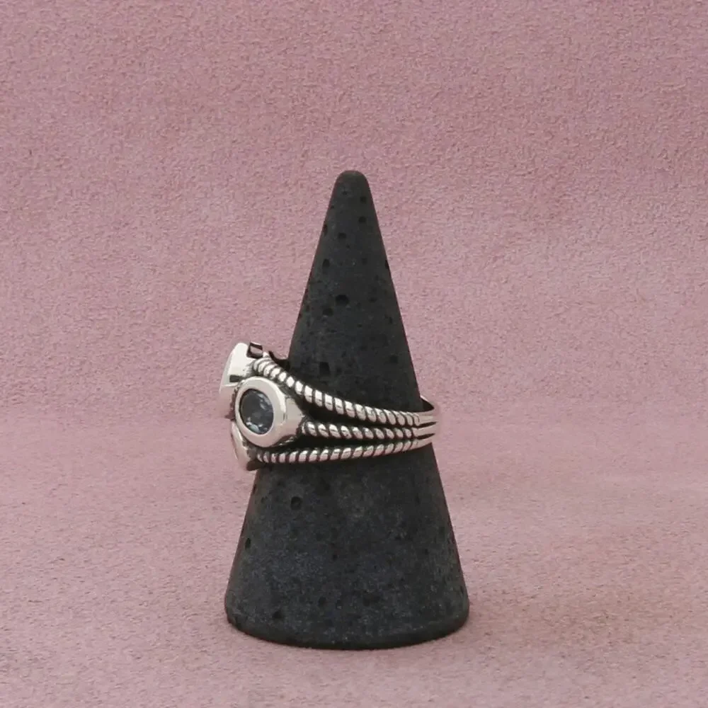 sterling silver amethyst topaz & peridot twisted wire ring size 8